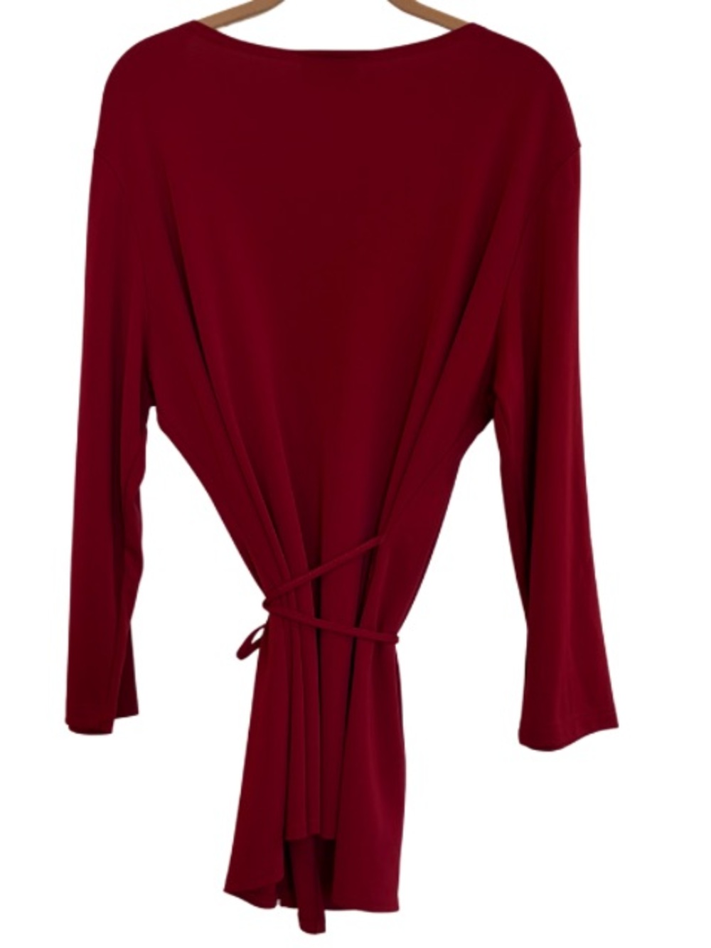 THE LOOK BY RANDOLPH DUKE Cardigan Burgundy Tie Waist Open Front Women’s Plus 1X - Picture 4 of 16